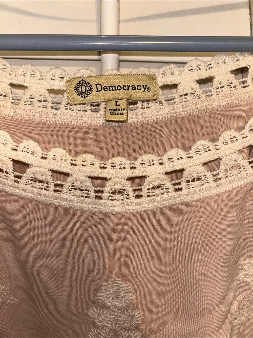 Democracy Blush Pink Lace-Trim Scoop Neck Blouse - Picture 2 of 5